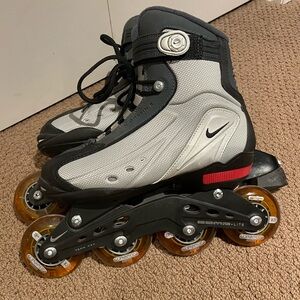 Nike Ladies Silver and Black Inline Skates with Red Detail